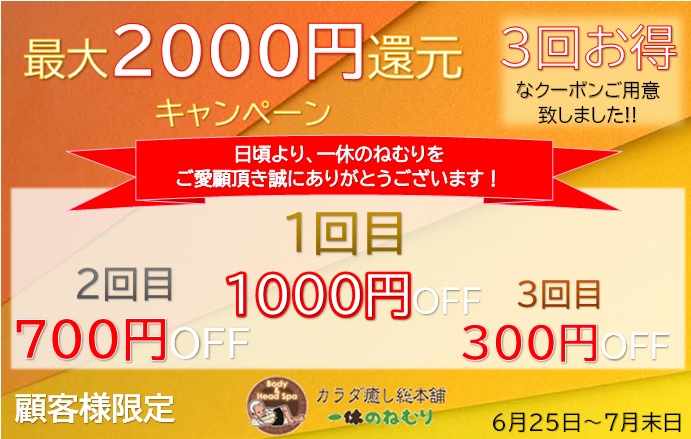 ☆最大2000円還元キャンペーン！！☆のお知らせ